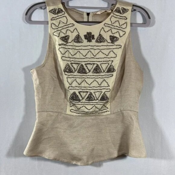 Rachel Roy Women's Sleeveless Embellished Peplum Blouse Size: 4 - Picture 1 of 17